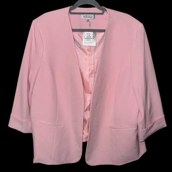 Kasper Jackets & Blazers - ⬇️Kasper Pink Blazer with Open Front and Relaxed Fit